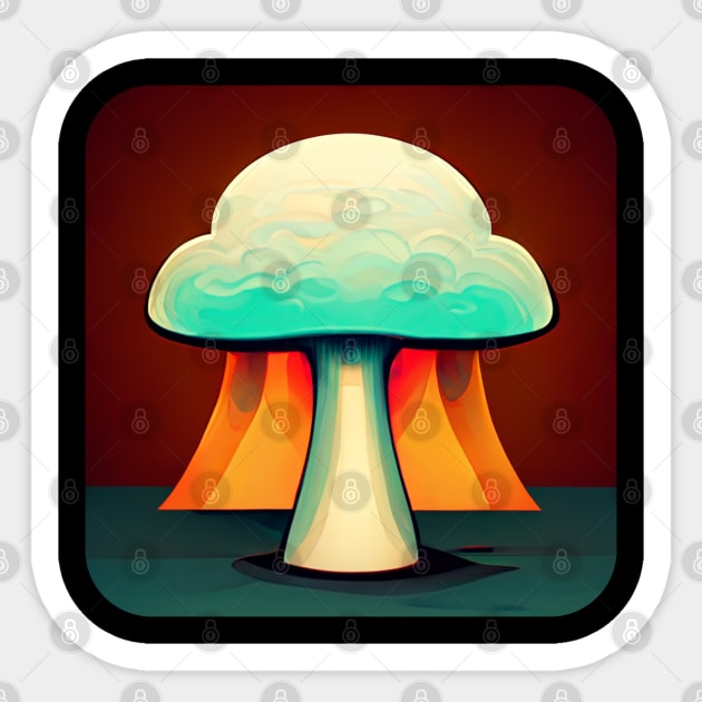 Nuclear mushroom blast Sticker by Pikantz